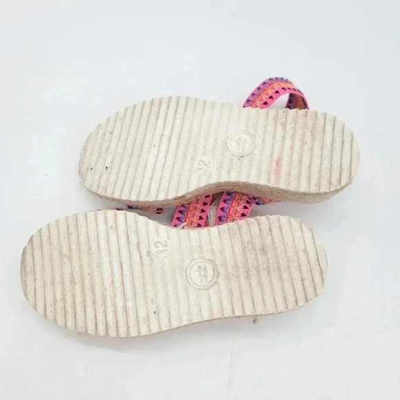 Wonder Nation Girls Pink Boho Espadrille Embroidered Elastic Sandal Easy On 12 - Picture 2 of 7